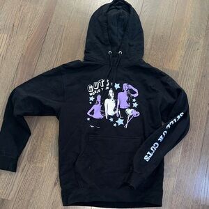 Trendy Black Hoodie with Purple Design